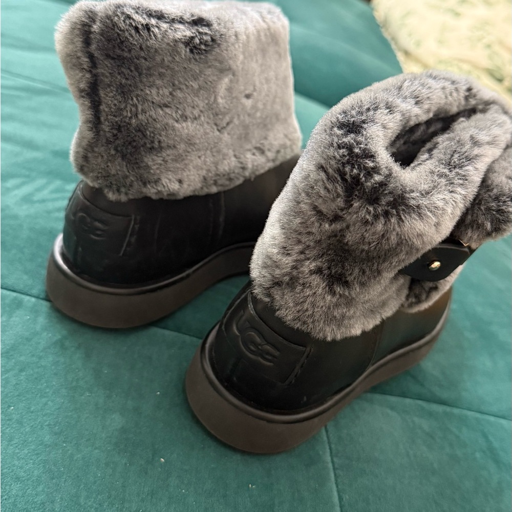 UGG Black and Gray Fur Winter Boots